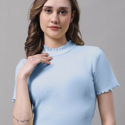 FBAR High Neck Short Sleeves Cotton Crop Top-picture-8