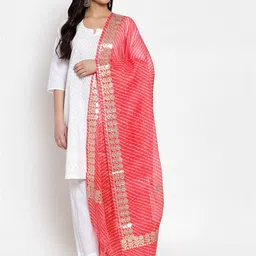 SOUNDARYA Printed Leheriya Dupatta with Gotta Patti-3