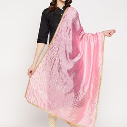 Clora Creation Pink & Gold-Toned Embroidered Dupatta with Gotta Patti-53