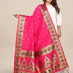 KALINI Floral Woven Design Zari Dupatta-43