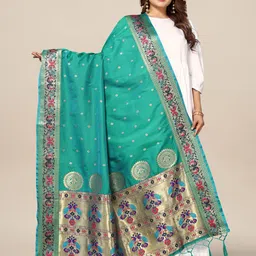 KALINI Ethnic Motifs Woven Design Banarasi Dupatta With Zari-picture-12