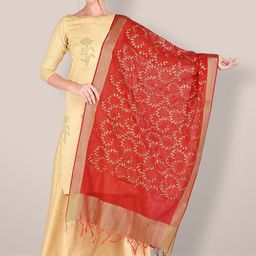 Dupatta Bazaar Women Red & Gold-Toned Embroidered Dupatta-38