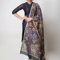 Unnati Silks Ethnic Motifs Printed Cotton Silk Kalamkari Dupatta-image-98