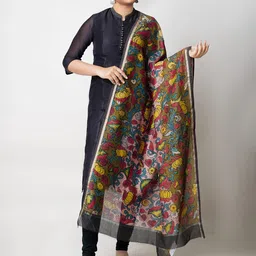 Unnati Silks Ethnic Motifs Printed Cotton Silk Kalamkari Dupatta-image-97