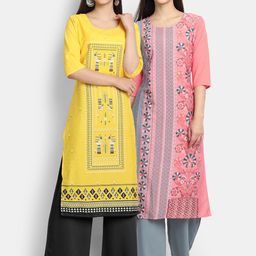 KALINI Women Set of 2 Multicoloured Crepe Kurta-50