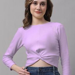 FBAR Round Neck Twisted Cotton Fitted Crop Top-image-88