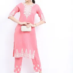 KETCH Ethnic Motifs Yoke Design Thread Work Kurta With Palazzos-23