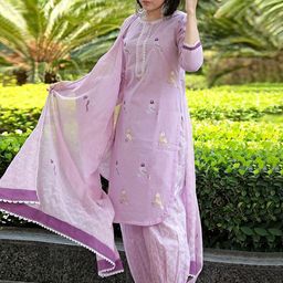 Anni Designer Printed Round Neck Regular Straight Kurta With Trousers & Dupatta-48