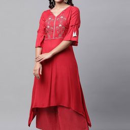 AURELIA Ethnic Motifs Yoke Design Empire Thread Work Kurta with Palazzos-picture-44