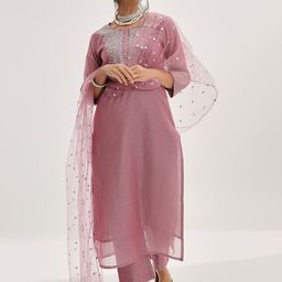 Varanga Floral Embroidered Regular Kurta with Trousers & With Dupatta-53