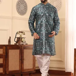 Armaan Ethnic Ethnic Motifs Printed Pure Silk Kurta With Churidar-picture-58