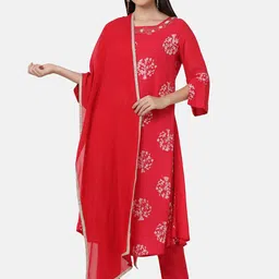 FFU Floral Printed Anarkali Sequinned Kurta with Trousers-picture-18