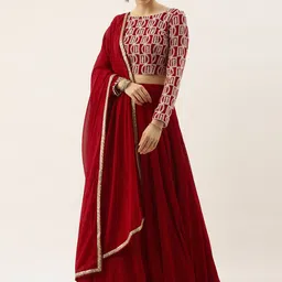 Ethnovog Embroidered Thread Work Ready to Wear Lehenga Choli With Dupatta-picture-38