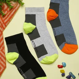 MUTAQINOTI Men Pack Of 3 Assorted Ankle-Length Antimicrobial Socks-image-59