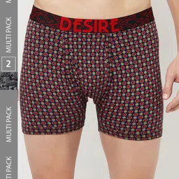 T.T. Men Pack Of 2 Desire 100% Combed Cotton Printed Outer Elastic Trunks-21