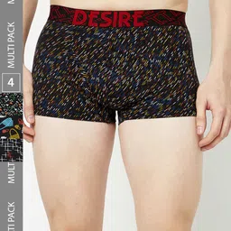 T.T. Men Pack Of 4 Desire Printed Pure Cotton Trunks DES_PRNT_MINI_TE_PO4_MIX1_95-18