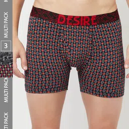 T.T. Men's Desire Printed Top Elastic Pure Cotton Trunks Pack of 4-49