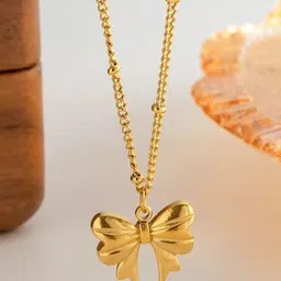 JEWILLEY Gold-Plated Bow Knot Pendants with Chains-32