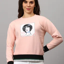 Campus Sutra Women Pink & Black Cotton Printed Pullover-picture-45