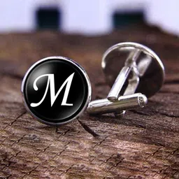 Yellow Chimes Men Alphabet M Printed Cufflinks-image-80