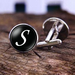 Yellow Chimes Men Black Printed Round Cufflinks-image-84