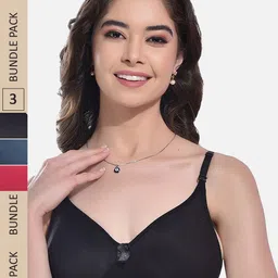 FIMS Pack Of 3 Full Coverage Non-Padded Non-Wired Everyday Bra With All Day Comfort-3