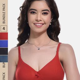 FIMS Pack Of 4 Non Padded Full Coverage Super Support Everyday Bras With All Day Comfort-55