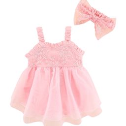 StyleCast Pink Infants Girls Floral Embroidered Cotton Bodysuit With Head Band-image-6