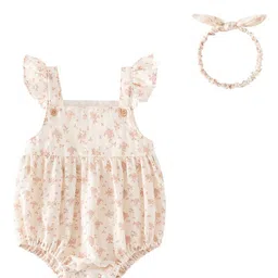 StyleCast Infant Girls White Floral Printed Bodysuit With Headband-image-40