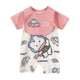 StyleCast Infant Girls Pink Conversational Printed Cotton Rompers-image-49