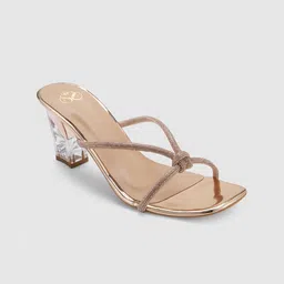 Sole To Soul Champagne Open Toe Block Heels-46