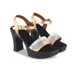 Shoetopia Embellished Party Block Sandals-23