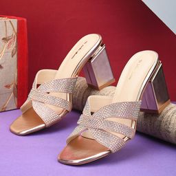 pelle albero Peep Toes Embellished Party Block Heels-12