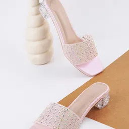 Try Me Embellished Open Toe Block Heels-82