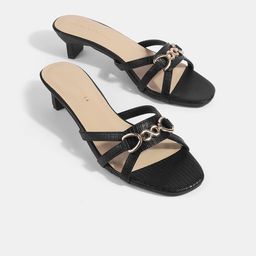 LEMON & PEPPER Embellished PU Block Sandals-17