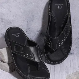 Carlton London Men Black Textured Comfort Sandals-image-20