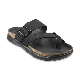 Metro Men Black & Beige Suede Comfort Sandals-image-61