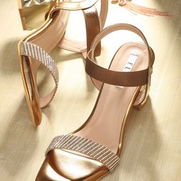 ELLE Copper-Toned  copper Block Sandals-16