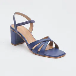 Vishudh Navy Blue Synthetic Block Sandals-image-5