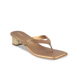 Mochi Women Gold-Toned Embellished Block Heels-18