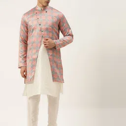 SOJANYA Men Off White & Grey Kurta with Churidar-picture-33