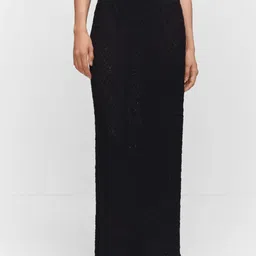 MANGO Semi-Sheer Textured Maxi Skirt-41
