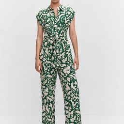 MANGO Printed Belted Shirt Style Jumpsuit-68