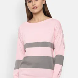 Van Heusen Woman Women Pink & Grey Striped Pullover-image-130