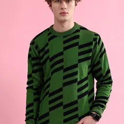 The Indian Garage Co Geometric Printed Long Sleeves Acrylic Pullover Sweater-image-56