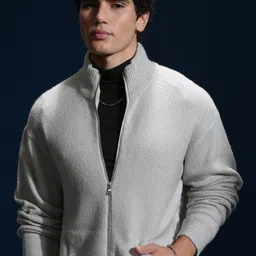 HIGHLANDER Men Front Open High Neck Sweater-image-9