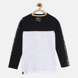 3PIN Kids-Boys Black & White Typography Colourblocked T-shirt-image-53
