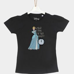 YK Disney Girls Black Princess Cinderella Printed Round Neck T-shirt-picture-23