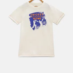 Cub McPaws Boys Off-White Organic Printed Round Neck Sustainable T-shirt-image-6