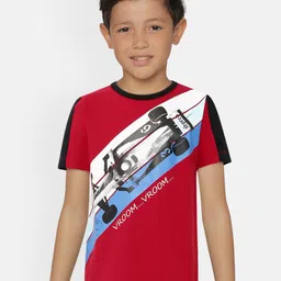 LAdore Boys Red Printed Round Neck T-shirt-image-16